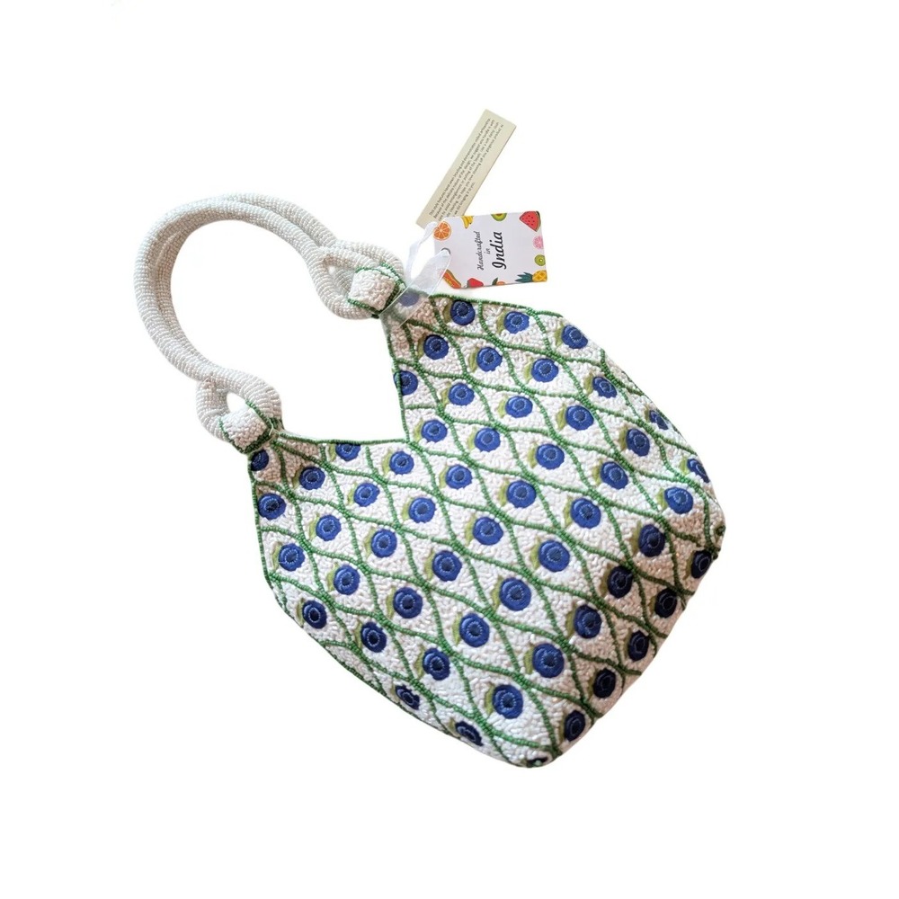 Viral Handcrafted in India Beaded Peacock Feather Purse Bag NWT